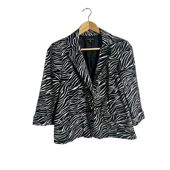 Notations Zebra Print Y2K Blazer lightweight jacket sz S - Picture 1 of 5